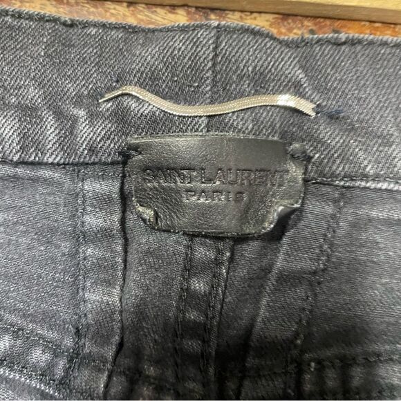 Saint Laurent Men's Black Ultra Skinny Distressed‎ D02 M/SK-LW Size 30 - Picture 3 of 11